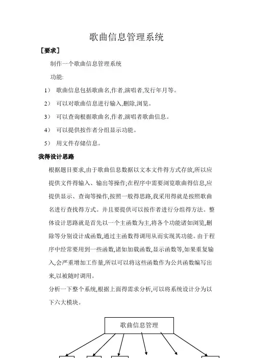 歌曲信息管理系统——C语言