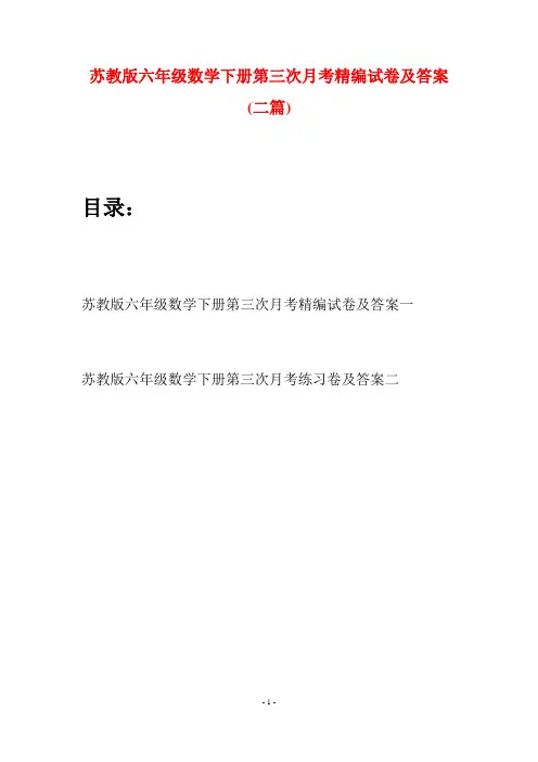 苏教版六年级数学下册第三次月考精编试卷及答案(二套)