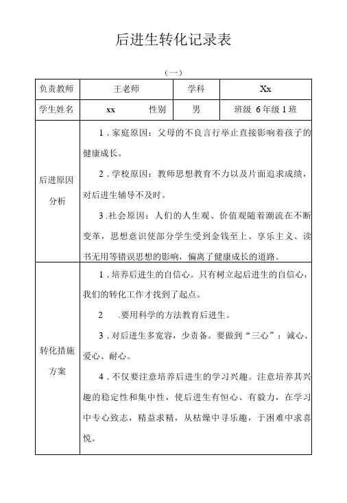 后进生转化记录3篇