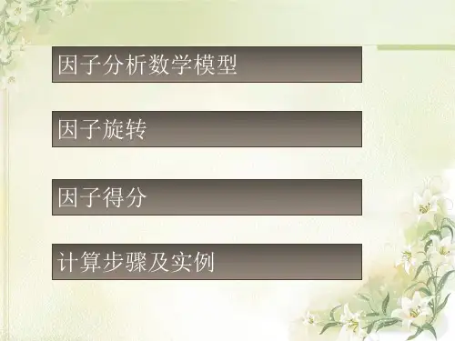 因子分析 数学模型
