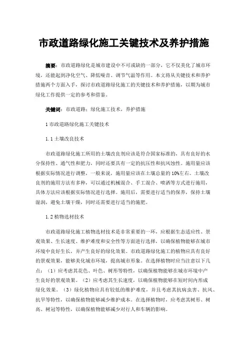 市政道路绿化施工关键技术及养护措施