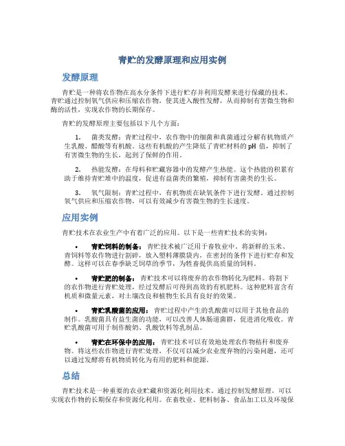 青贮的发酵原理和应用实例