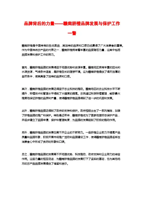 品牌背后的力量——赣南脐橙品牌发展与保护工作一瞥