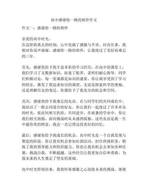 高中感谢你一路的相伴作文