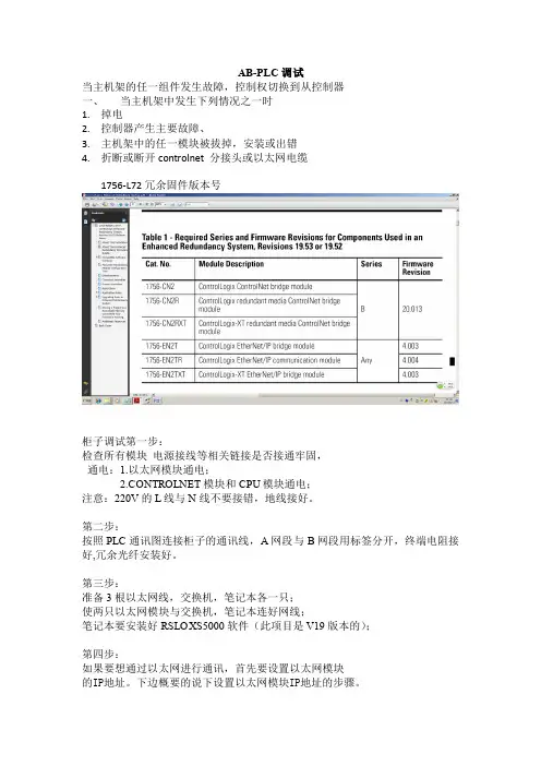 ABPLC冗余调试具体步骤