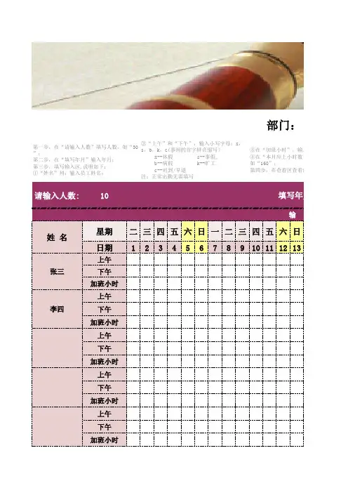 (完整版)员工考勤表