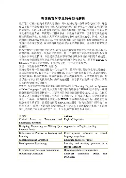 英国教育学专业的分类与解析