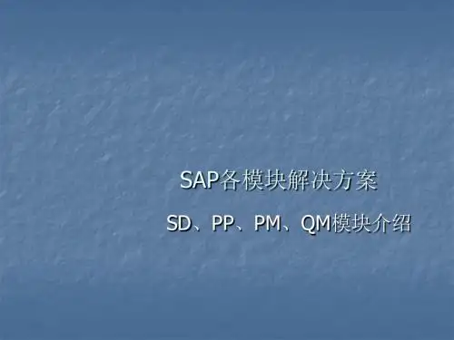 SAP-ERP模块SD、PP、PM、QM解决方案