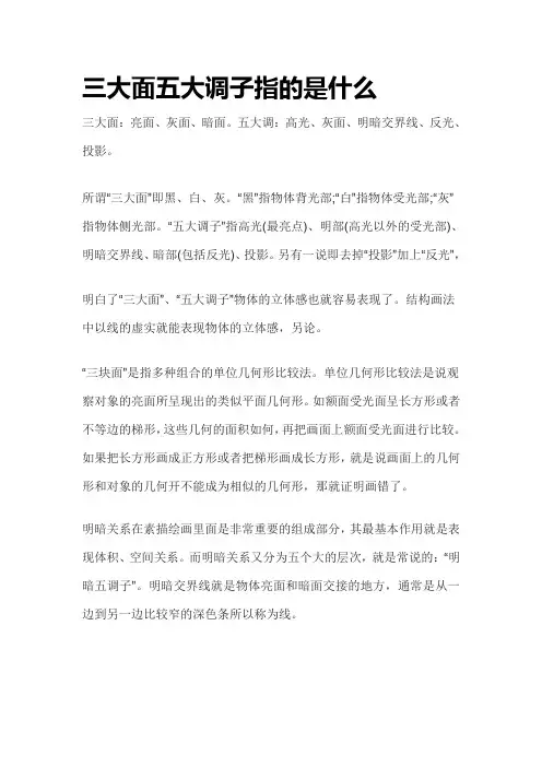 三大面五大调子指的是什么