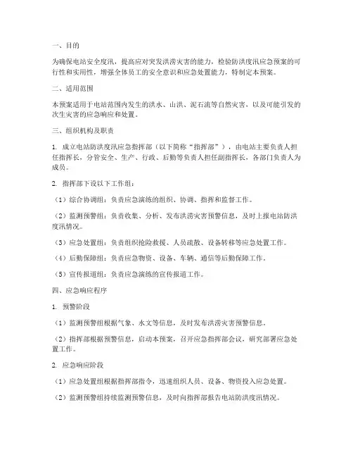 电站防洪度汛应急演练预案