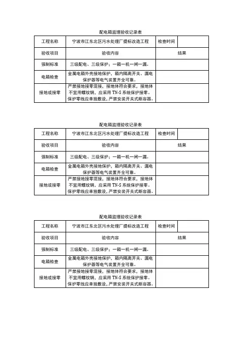 配电箱监理验收记录表