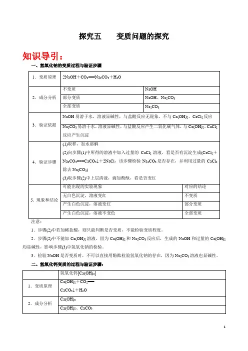 变质问题的探究-2021年中考化学实验探究题大盘点(解析版)