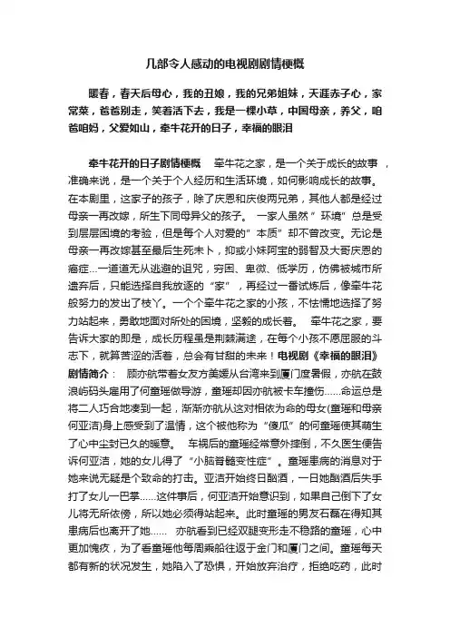 几部令人感动的电视剧剧情梗概