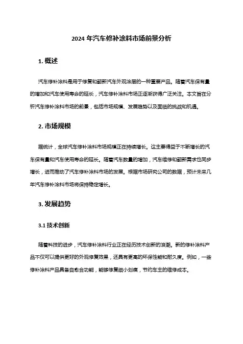 2024年汽车修补涂料市场前景分析