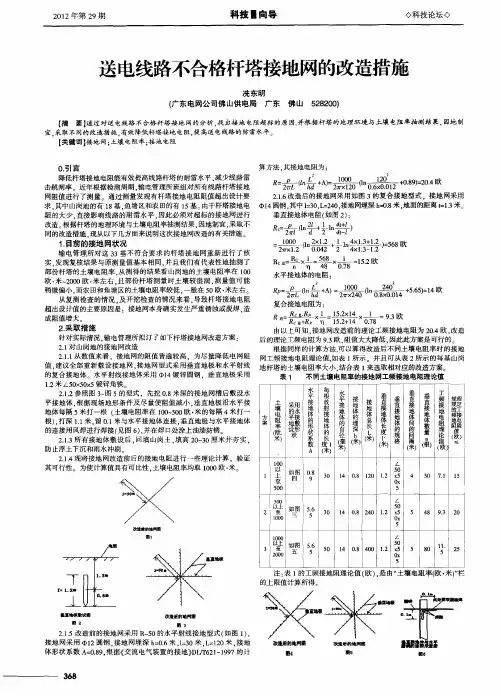 送电线路不合格杆塔接地网的改造措施