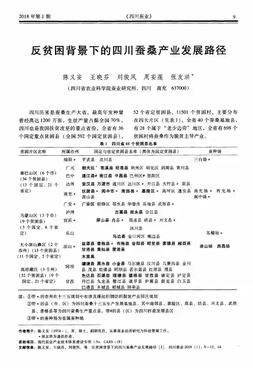 反贫困背景下的四川蚕桑产业发展路径