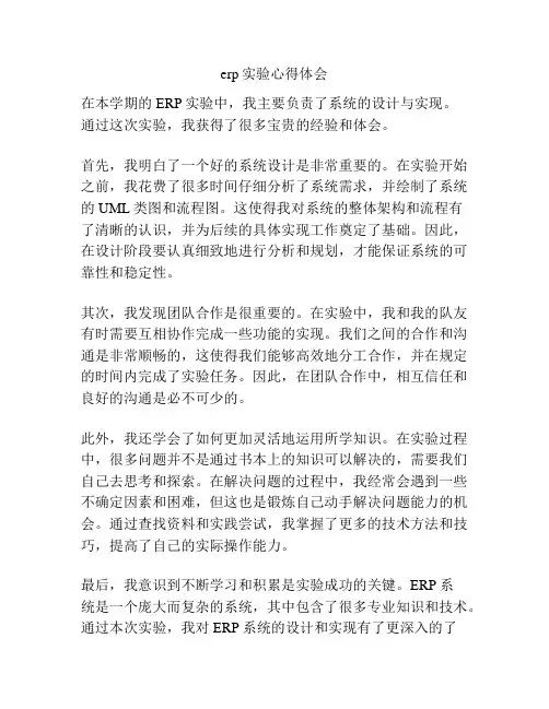 erp实验心得体会