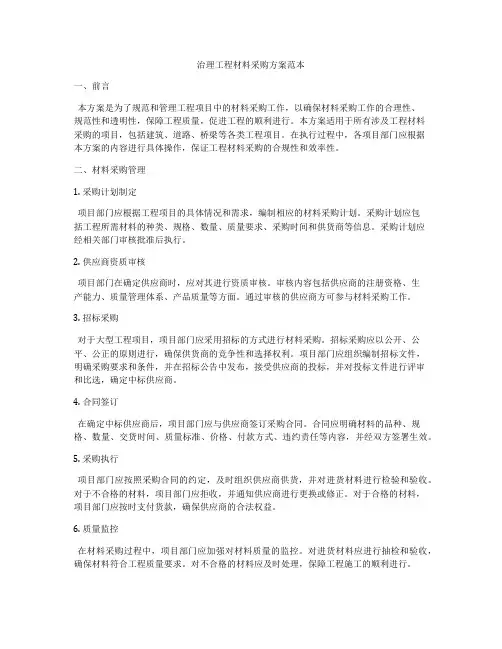 治理工程材料采购方案范本