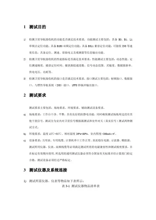 导航接收机指标分析及测试