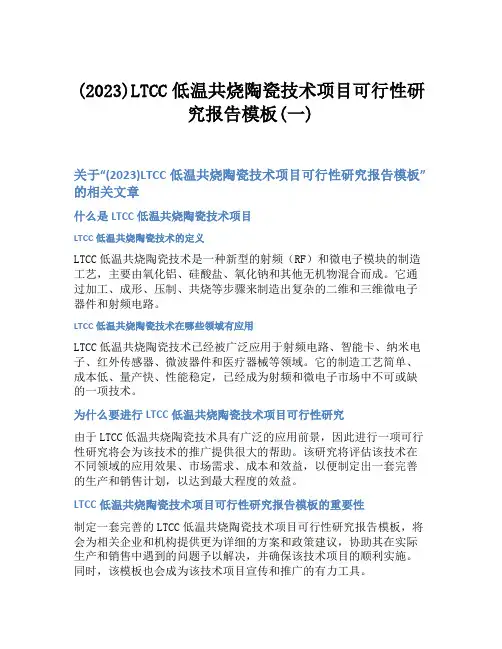 (2023)LTCC低温共烧陶瓷技术项目可行性研究报告模板(一)