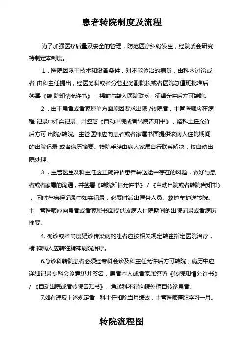 患者转院制度及流程