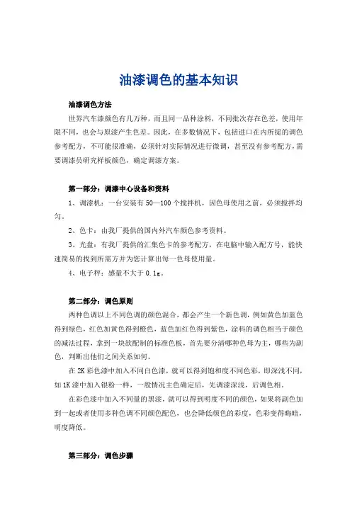 油漆调色知识集锦
