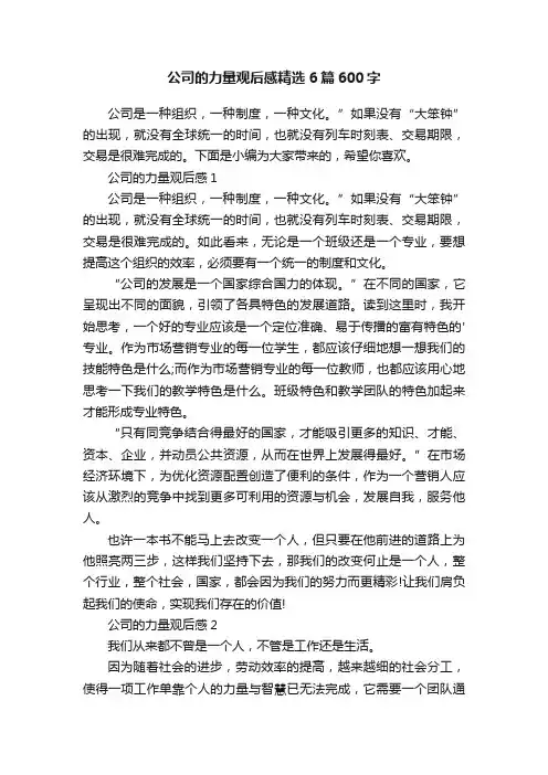 公司的力量观后感精选6篇600字