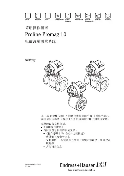 E+H电磁流量计10系列操作手册