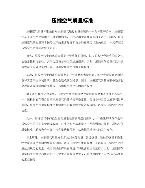 压缩空气质量标准