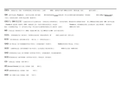 集团公司人员等级划分