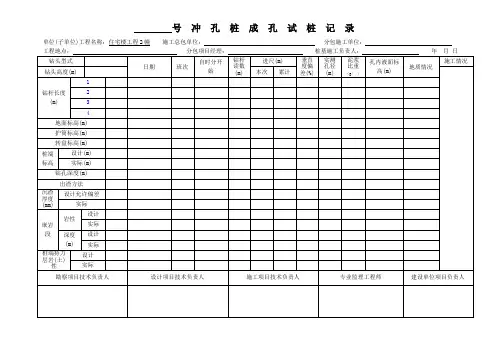 冲孔桩试桩记录