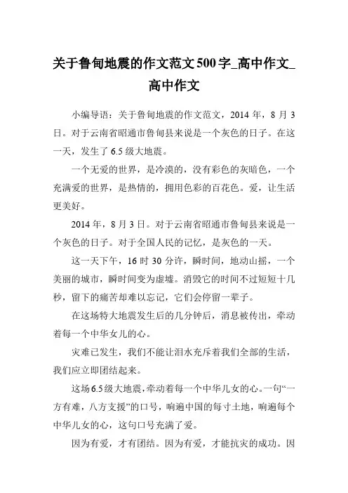 关于鲁甸地震的作文范文500字_高中作文_高中作文 