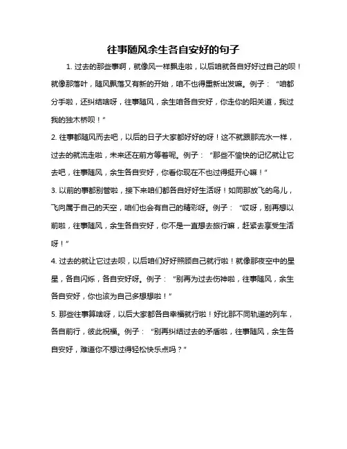 往事随风余生各自安好的句子