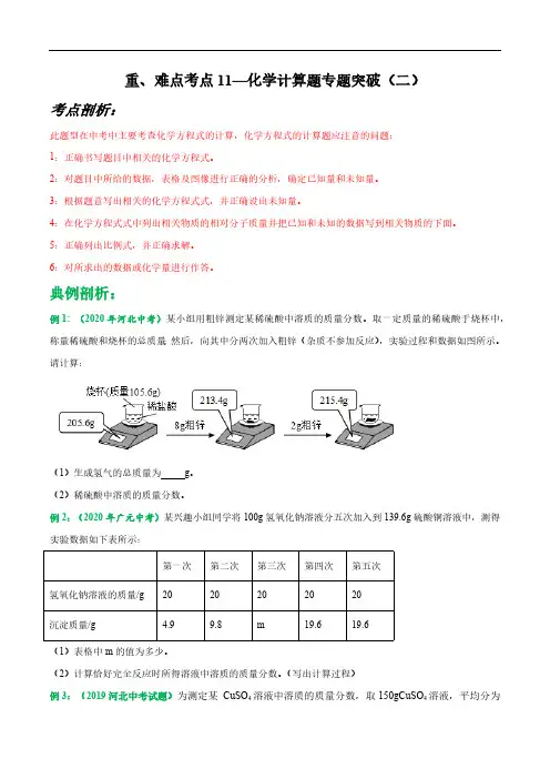 (中考化学)重难点考点11—化学计算题专题突破(原卷版)