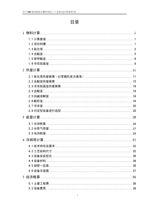 年产650吨对硝基乙酮车间化工工艺设计(计算说明书)