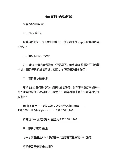 dns配置与辅助区域