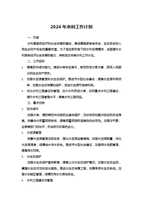 2024年水利工作计划