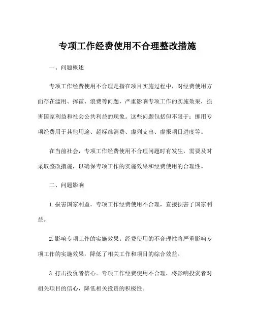 专项工作经费使用不合理整改措施