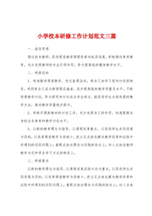 小学校本研修工作计划范文三篇