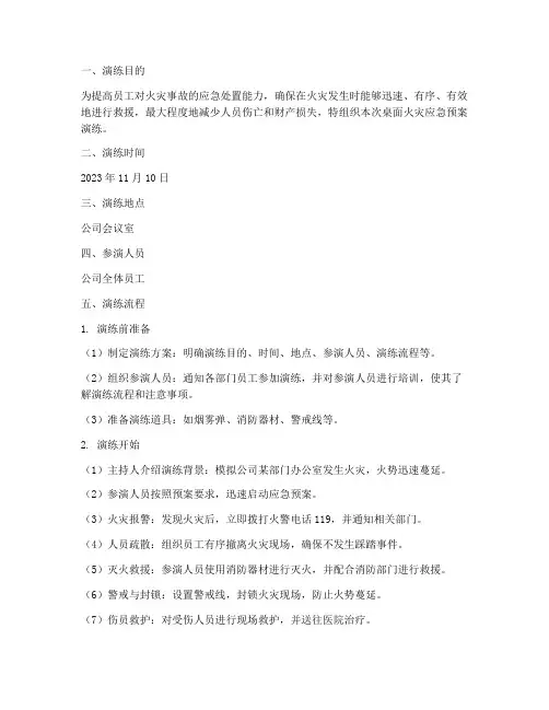 桌面火灾应急预案演练