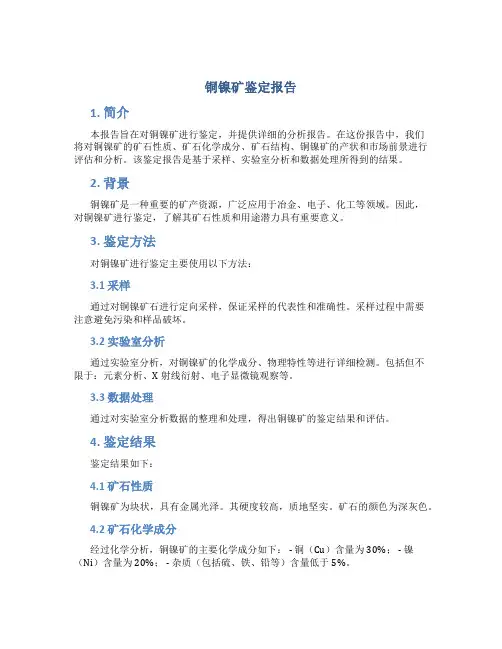 铜镍矿鉴定报告