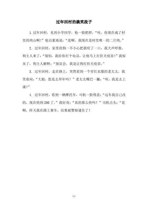 过年回村的搞笑段子