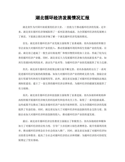 湖北循环经济发展情况汇报