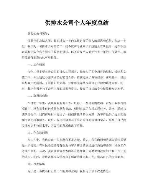 供排水公司个人年度总结