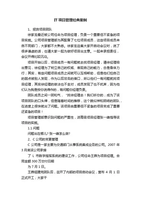 IT项目管理经典案例