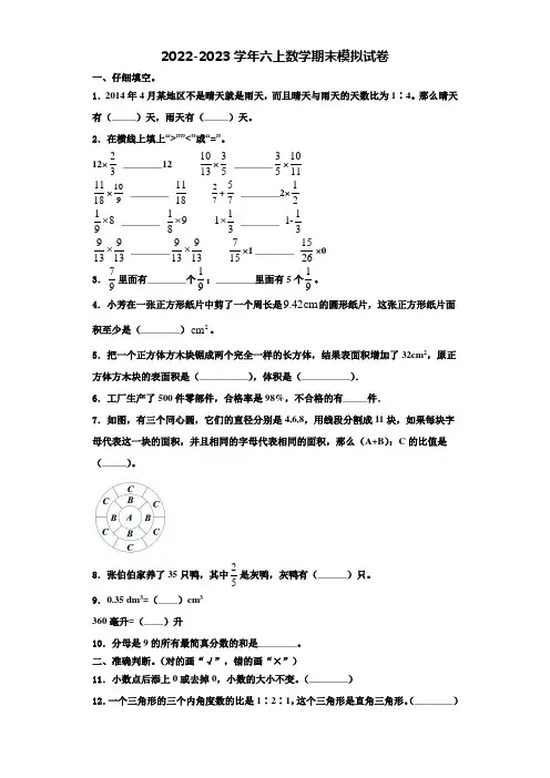 山东省日照市新营小学2022-2023学年六年级数学第一学期期末检测试题含解析