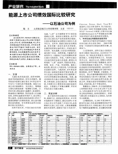 能源上市公司绩效国际比较研究——以石油公司为例