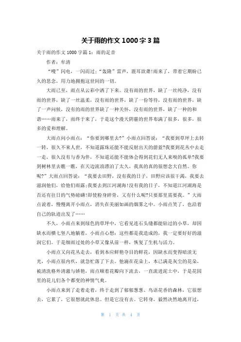 关于雨的作文1000字3篇