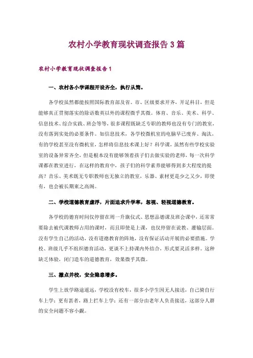 2024年农村小学教育现状调查报告3篇