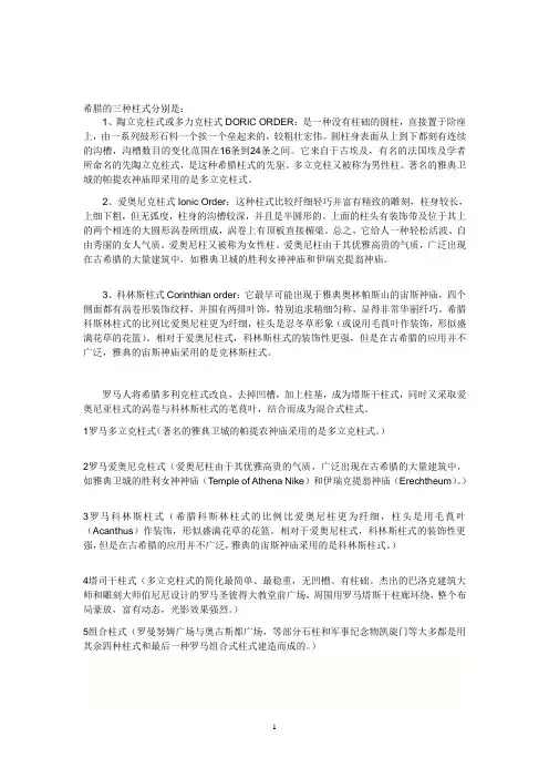 希腊的三种柱式分别是